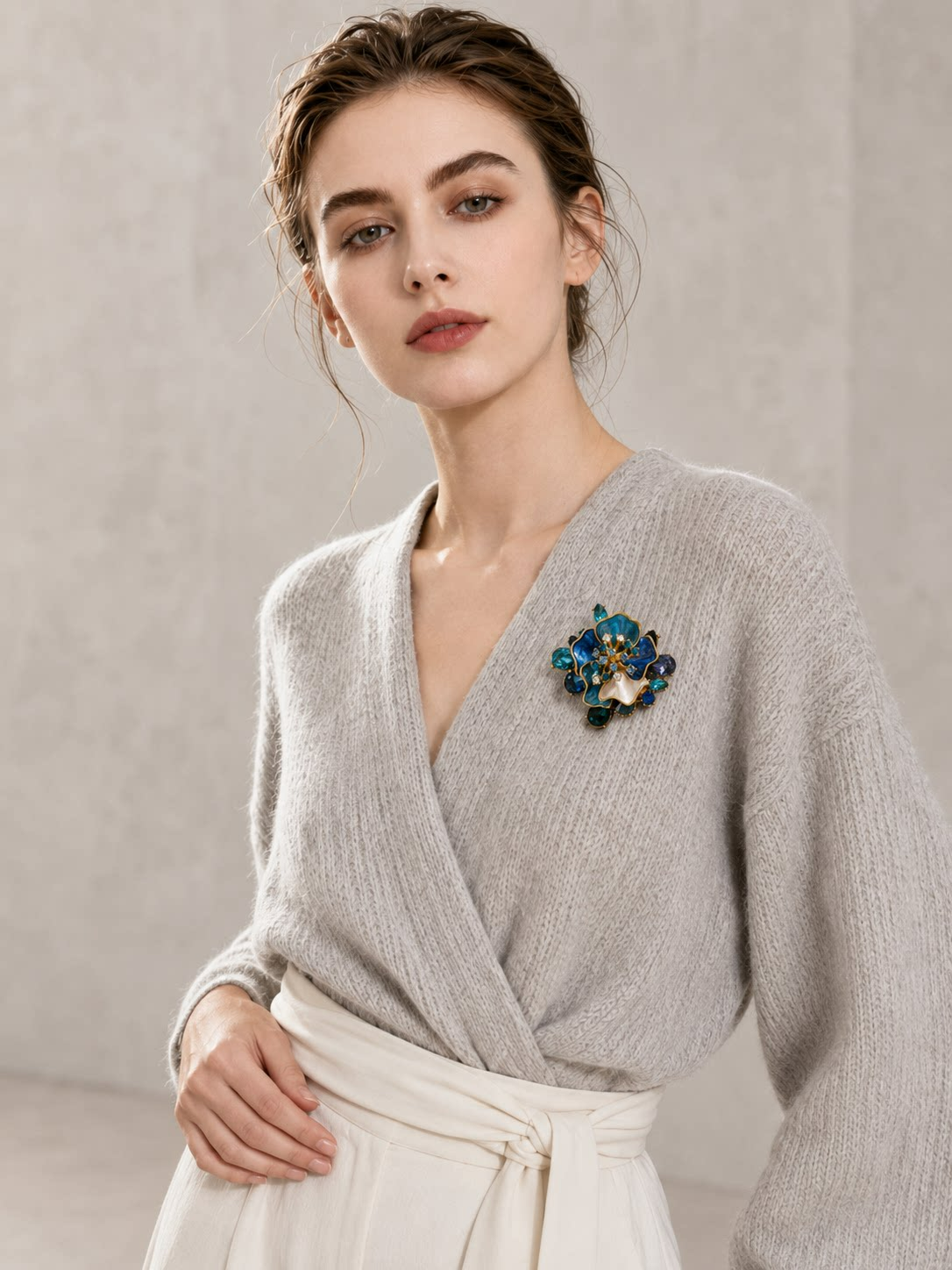 Enamel Flower Brooch