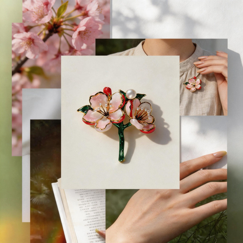 Pink Peach Blossom Pearl Brooch