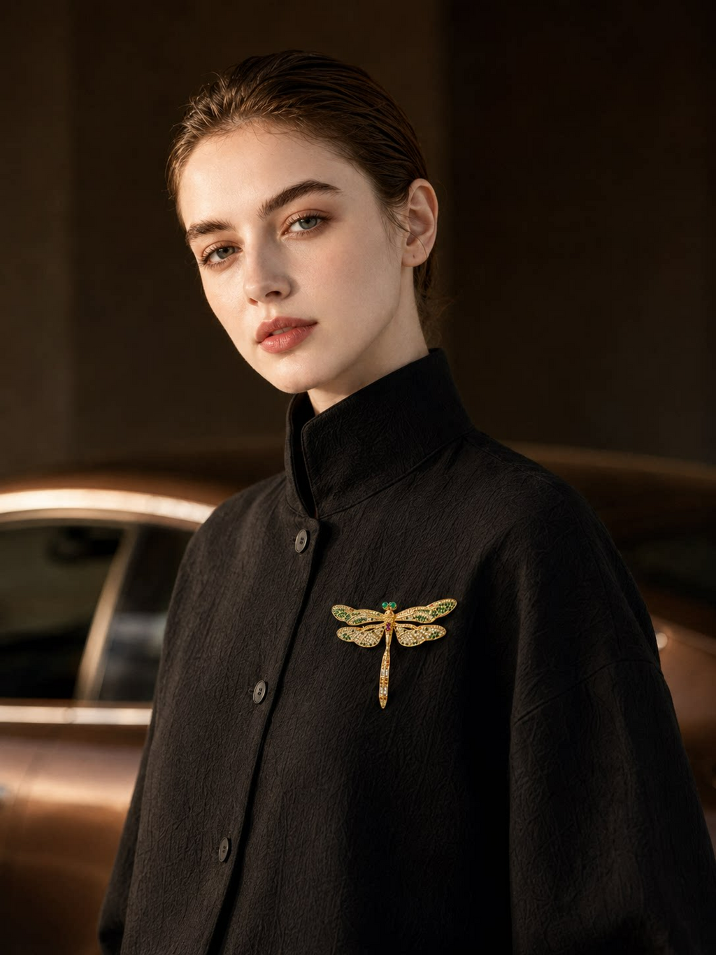 Golden Dragonfly Brooch