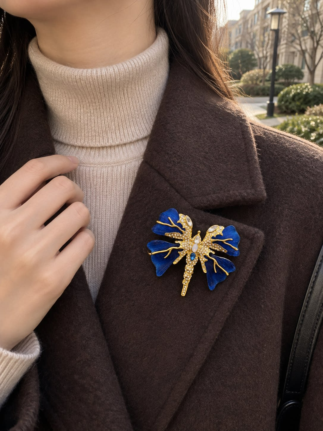 Deep Blue Enamel Butterfly Brooch