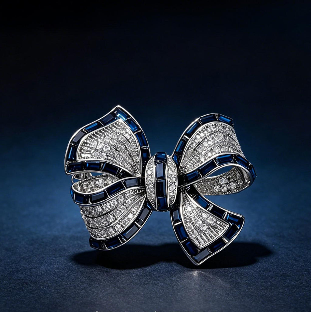 Sapphire Blue Bow Brooch