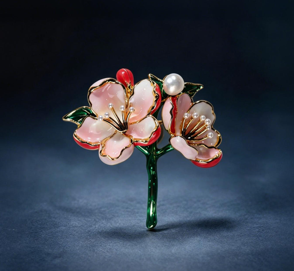 Pink Peach Blossom Pearl Brooch