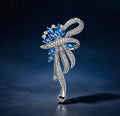 Blue Ribbon Floral Brooch
