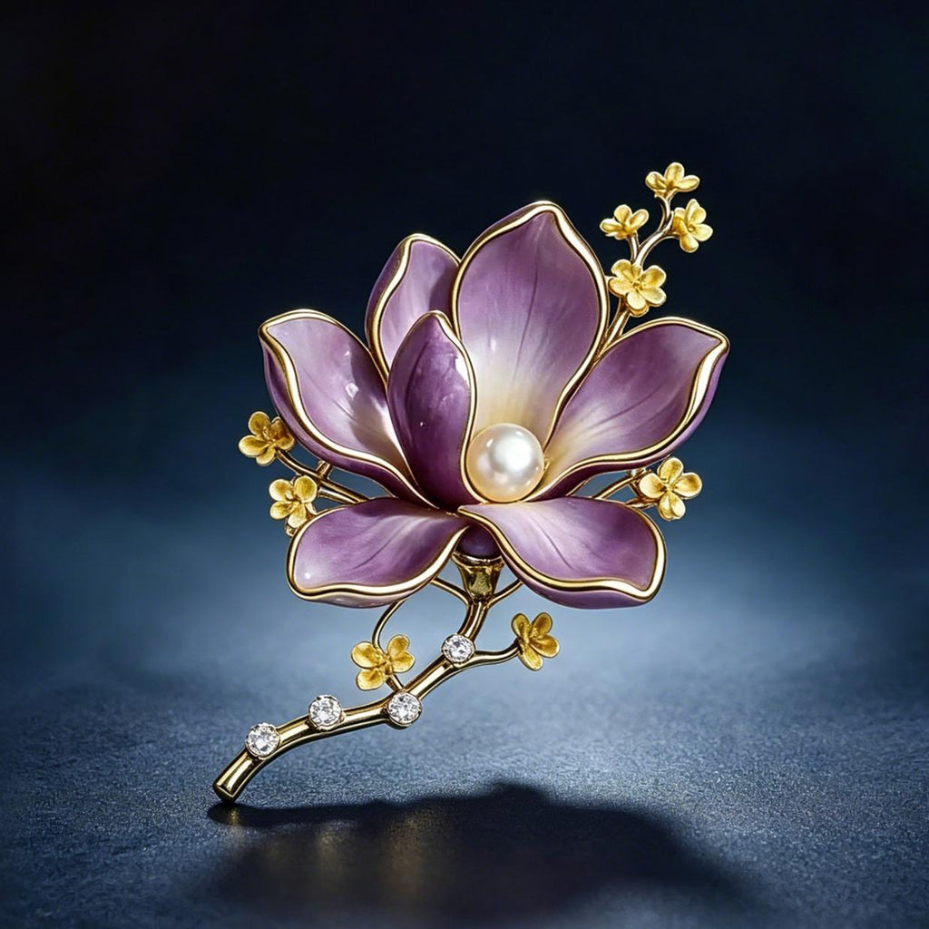 Lilac Magnolia Pearl Brooch
