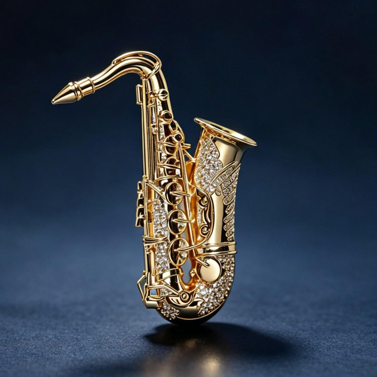 Golden Saxophone Brooc