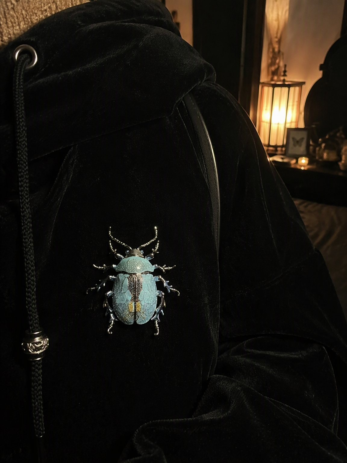 Enamel Beetle Brooch