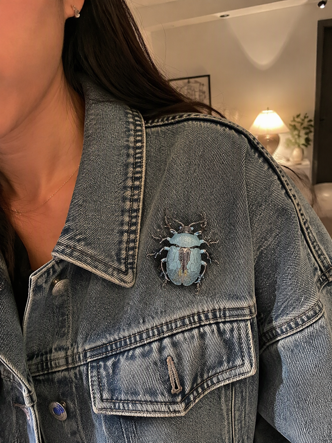 Enamel Beetle Brooch