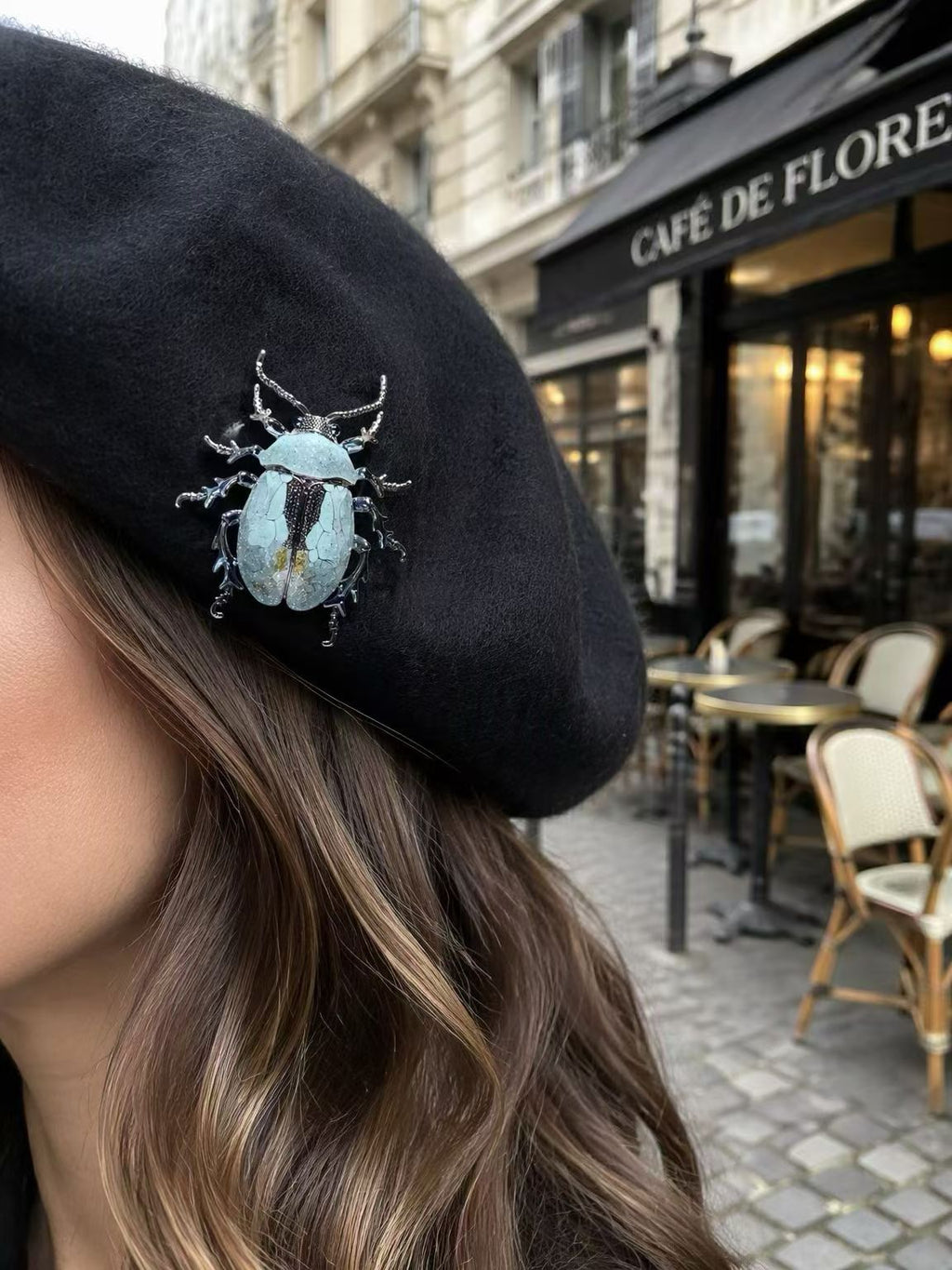 Enamel Beetle Brooch