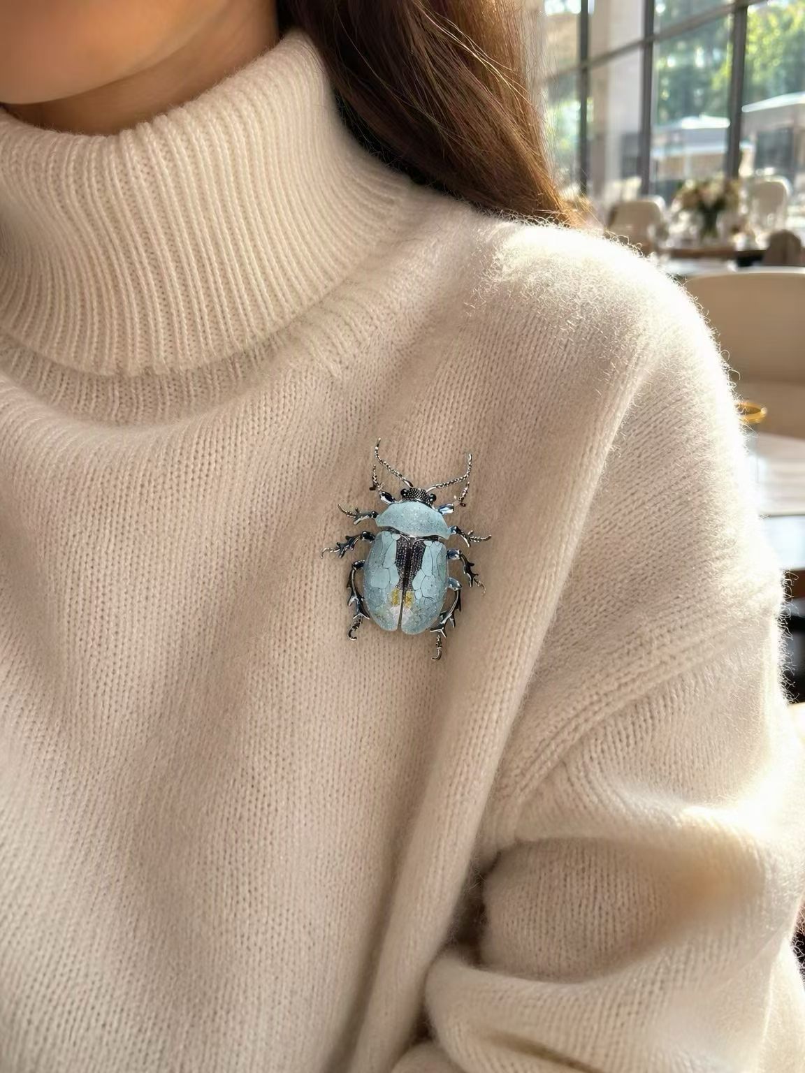 Enamel Beetle Brooch