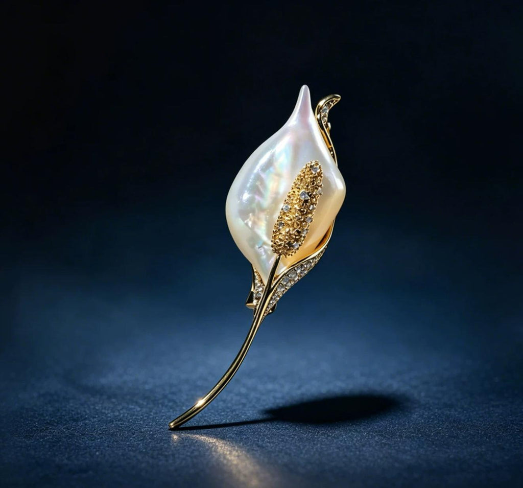 Mother of Pearl Calla Lily Brooch