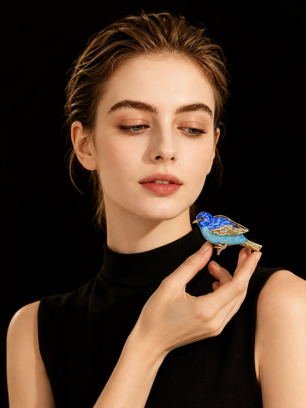 Blue bird Brooch
