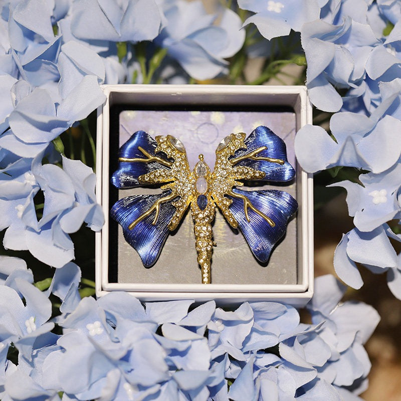 Deep Blue Enamel Butterfly Brooch