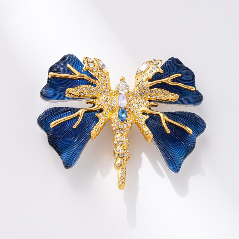 Deep Blue Enamel Butterfly Brooch