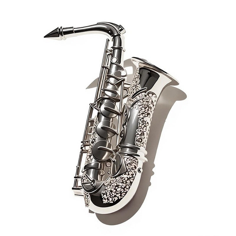 Silver Saxophone Brooch