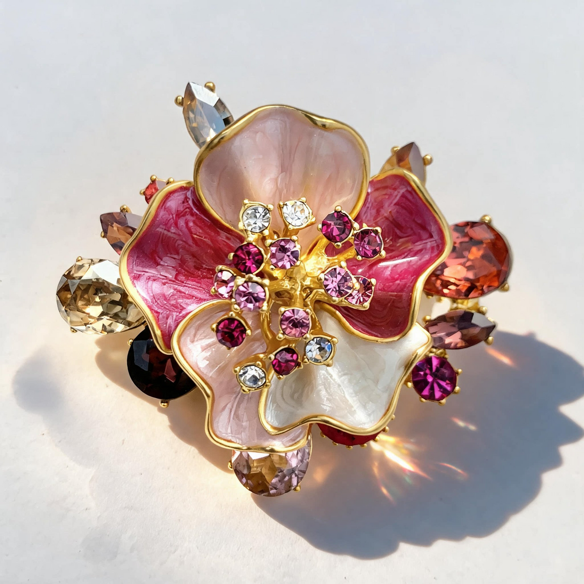 Enamel Flower Brooch