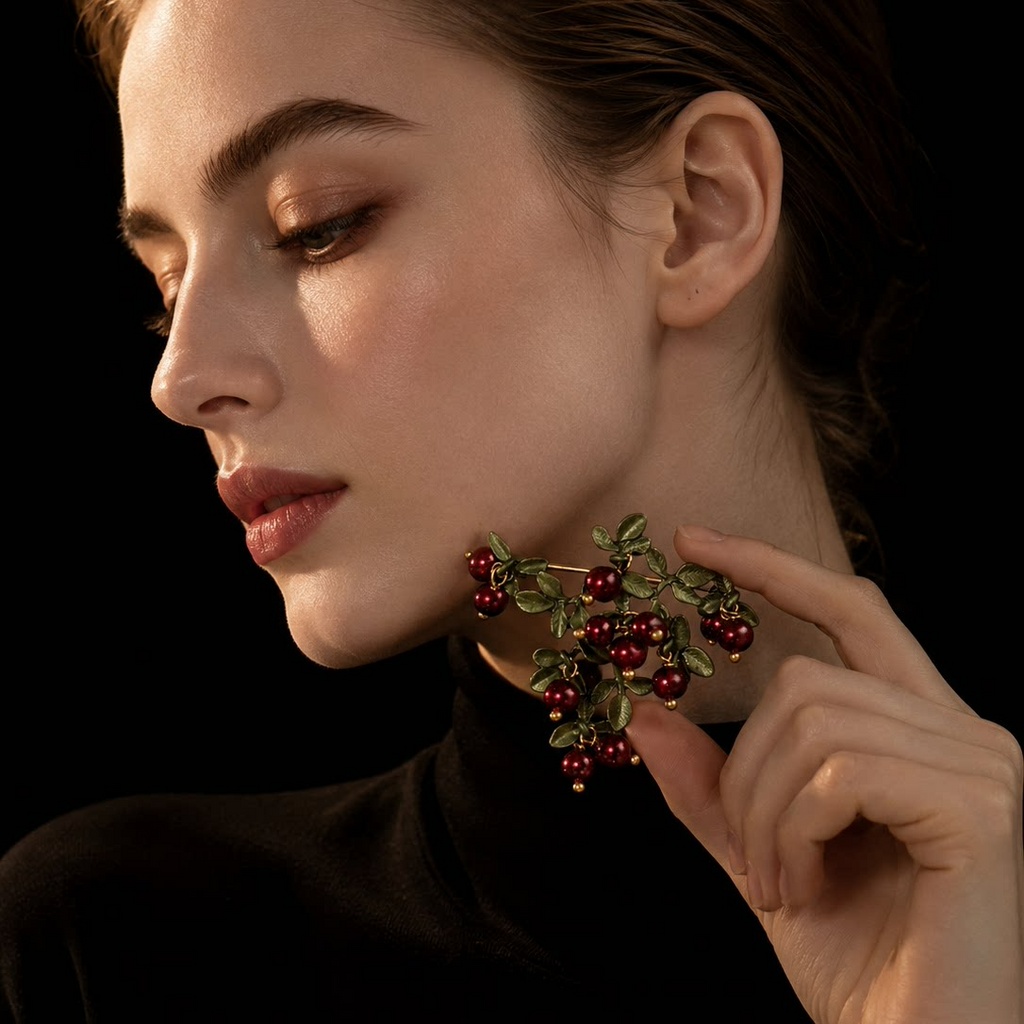 Cranberry Branch Brooch