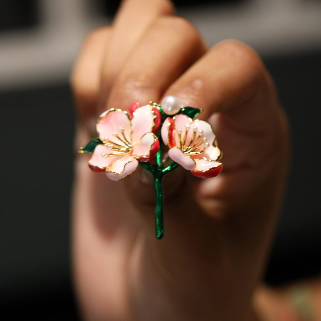 Pink Peach Blossom Pearl Brooch