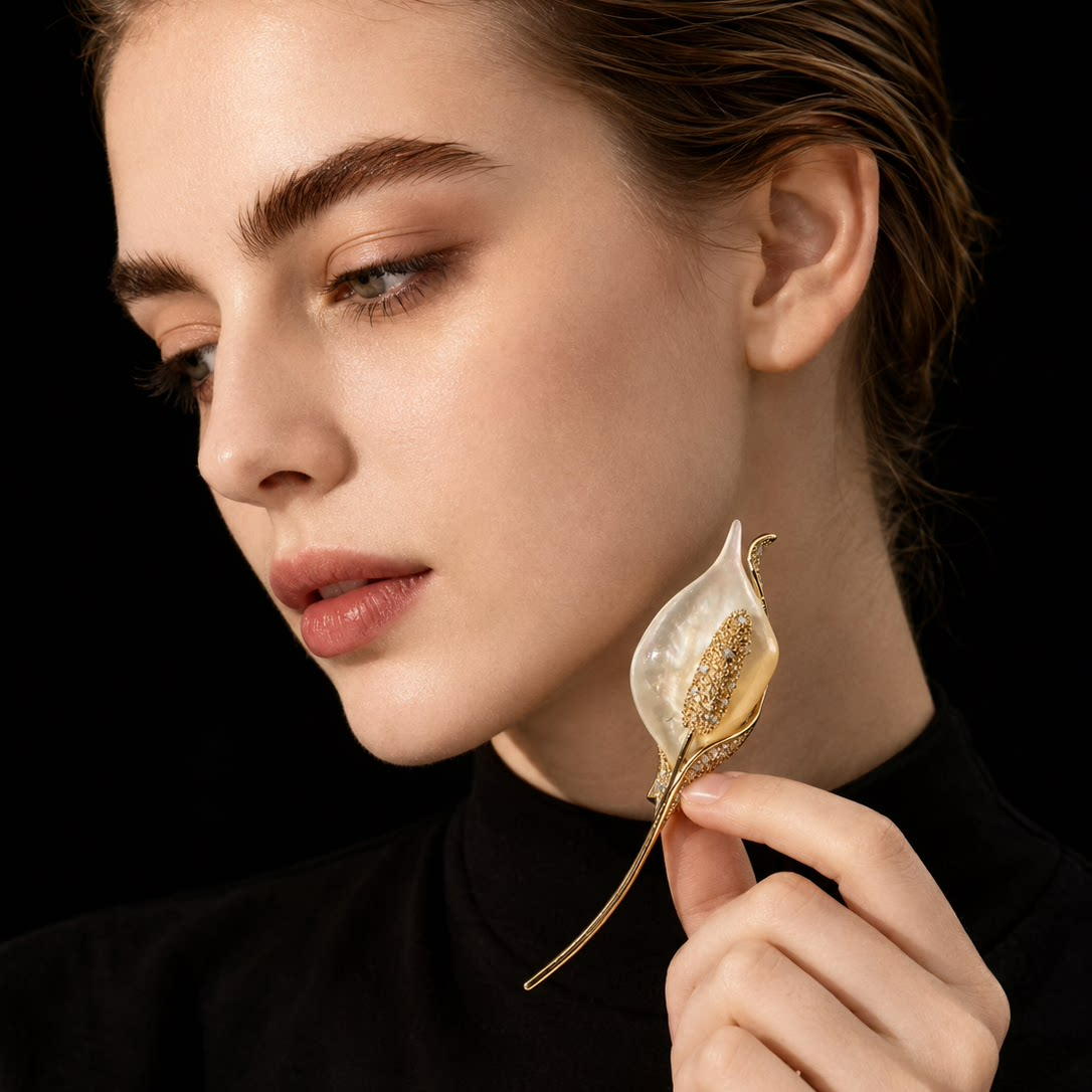 Mother of Pearl Calla Lily Brooch