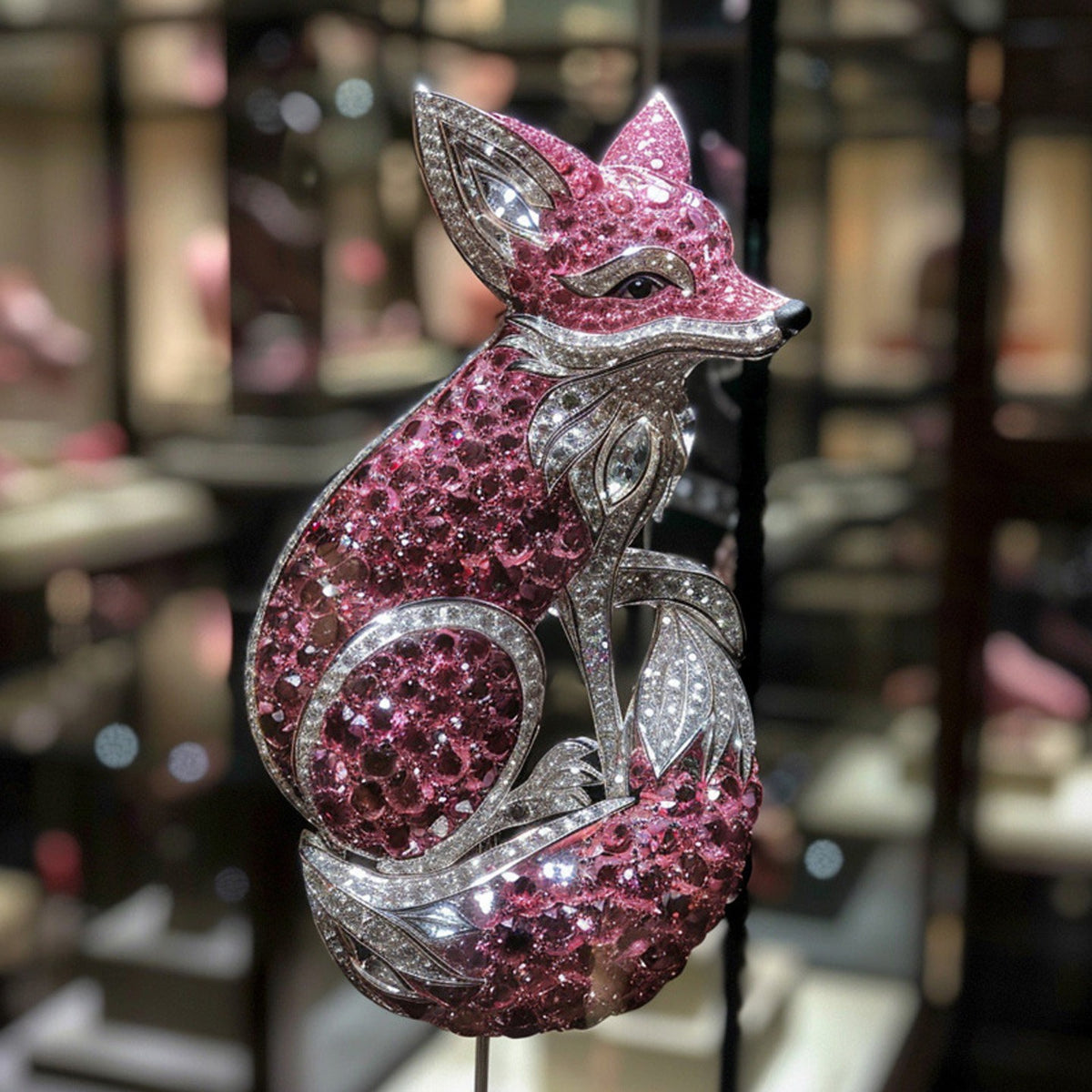 Pink Fox brooch