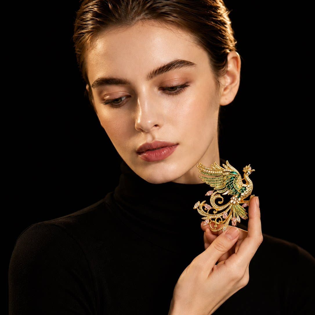 Golden Phoenix Brooch