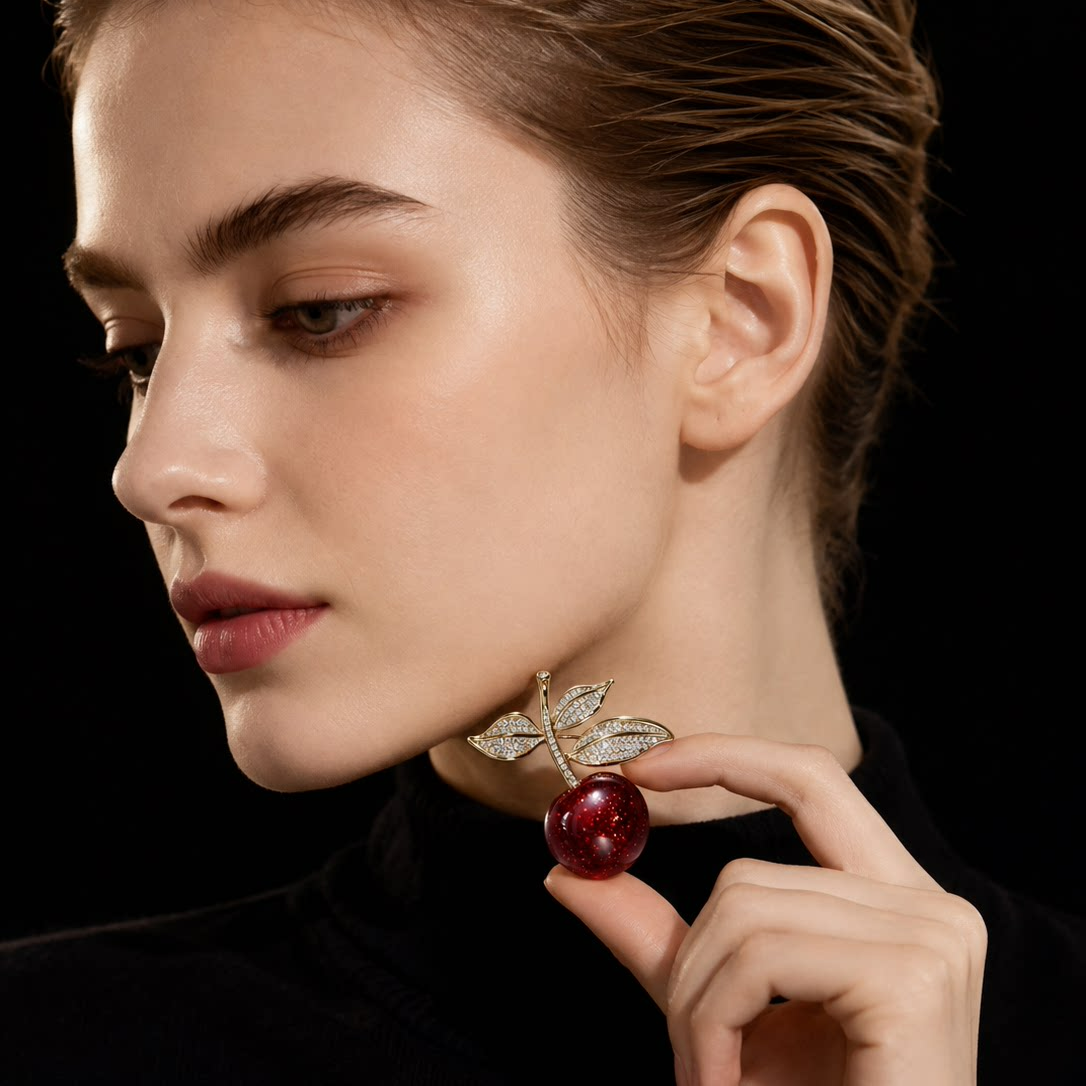 Red Cherry Brooch