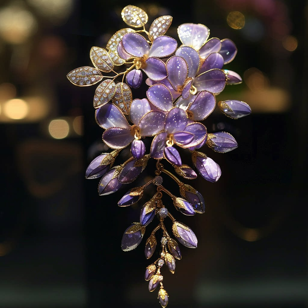 Purple Wisteria Brooch