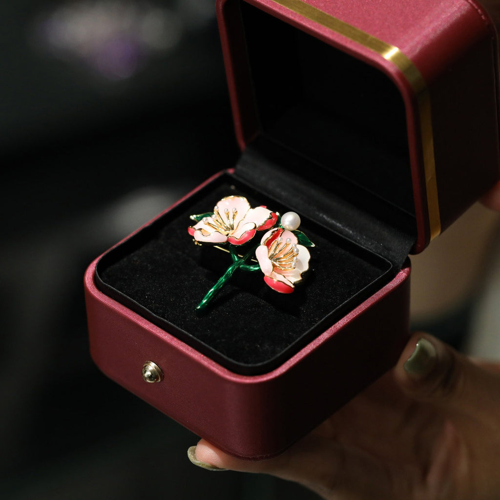 Pink Peach Blossom Pearl Brooch