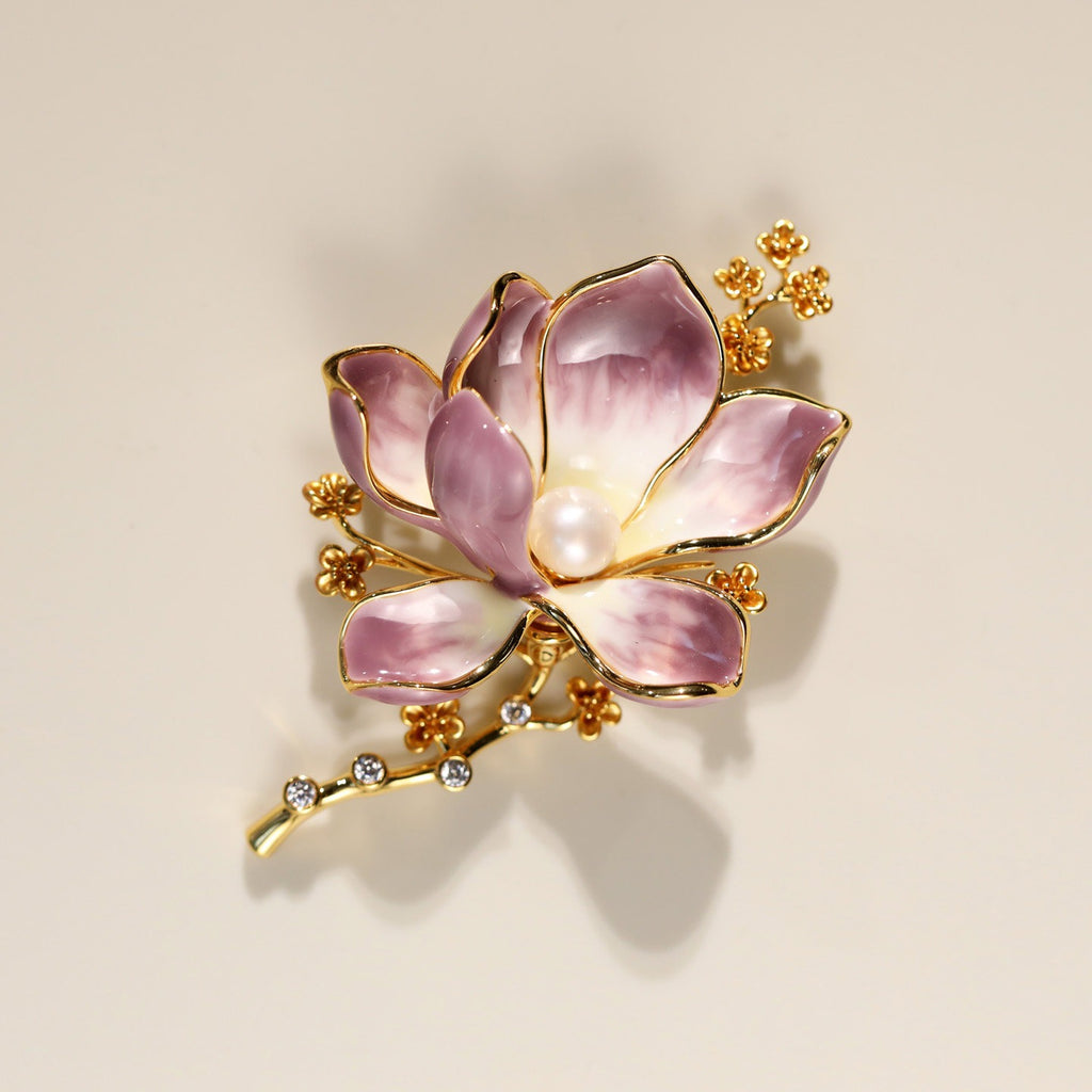 Lilac Magnolia Pearl Brooch