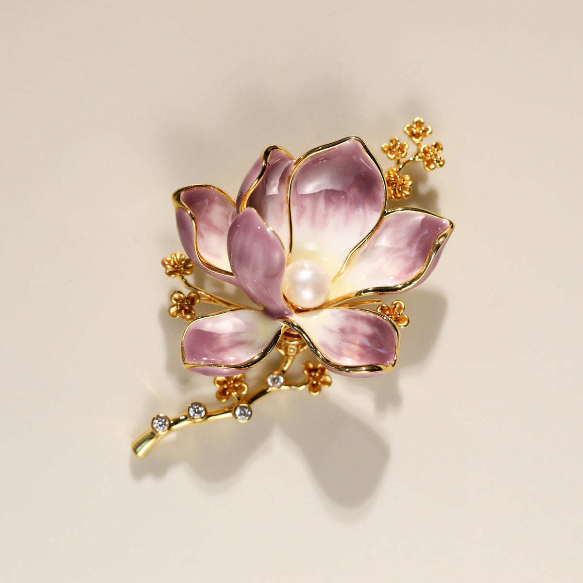 Lilac Magnolia Pearl Brooch