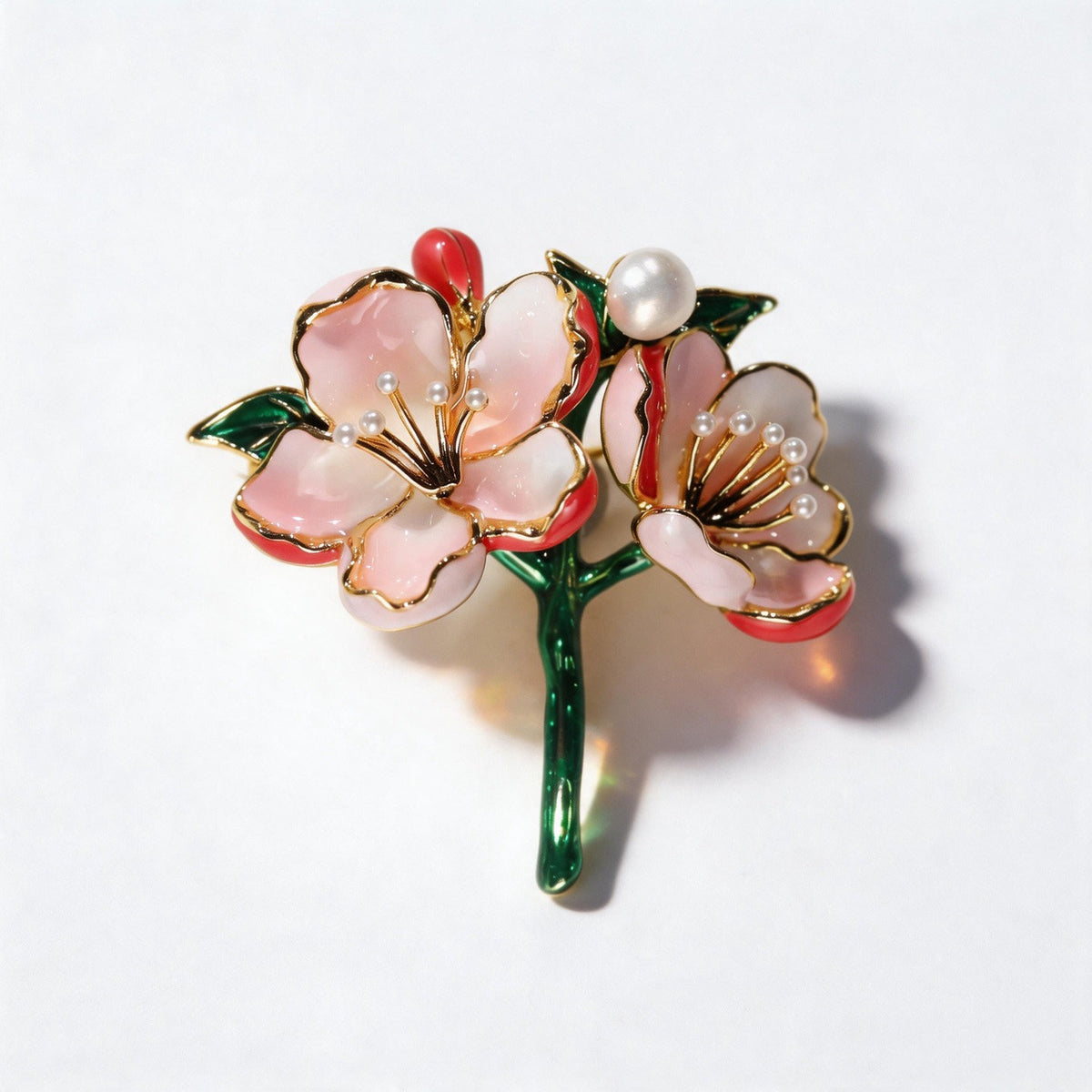 Pink Peach Blossom Pearl Brooch