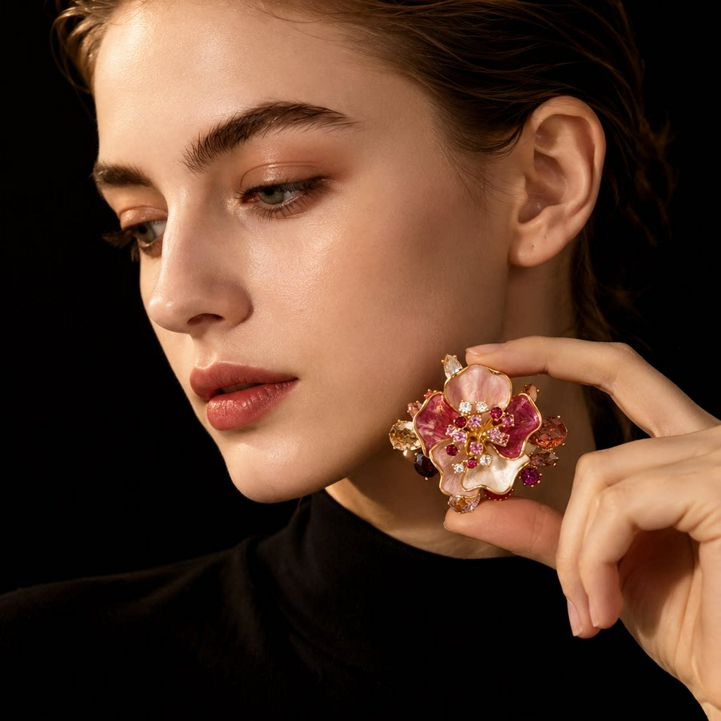 Enamel Flower Brooch
