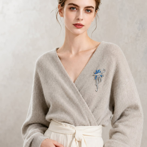Blue Ribbon Floral Brooch