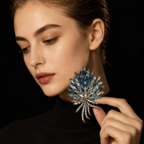 Blue Ombre Crystal Firework Brooch