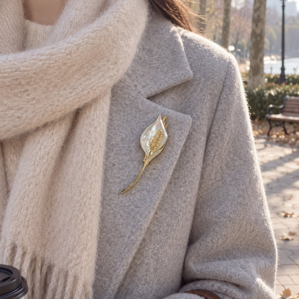 Mother of Pearl Calla Lily Brooch