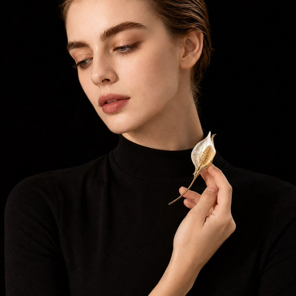 Mother of Pearl Calla Lily Brooch