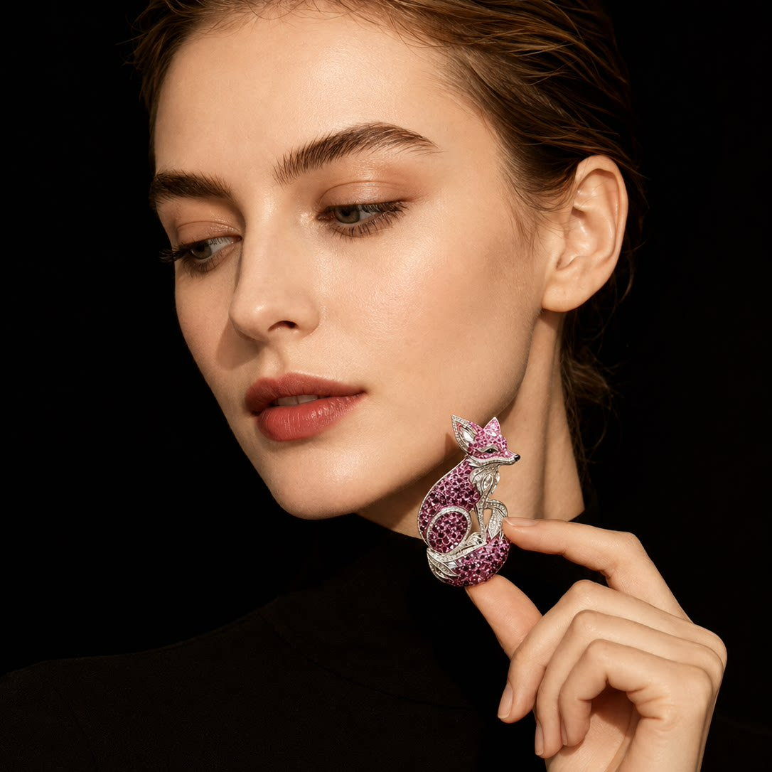 Pink Fox brooch