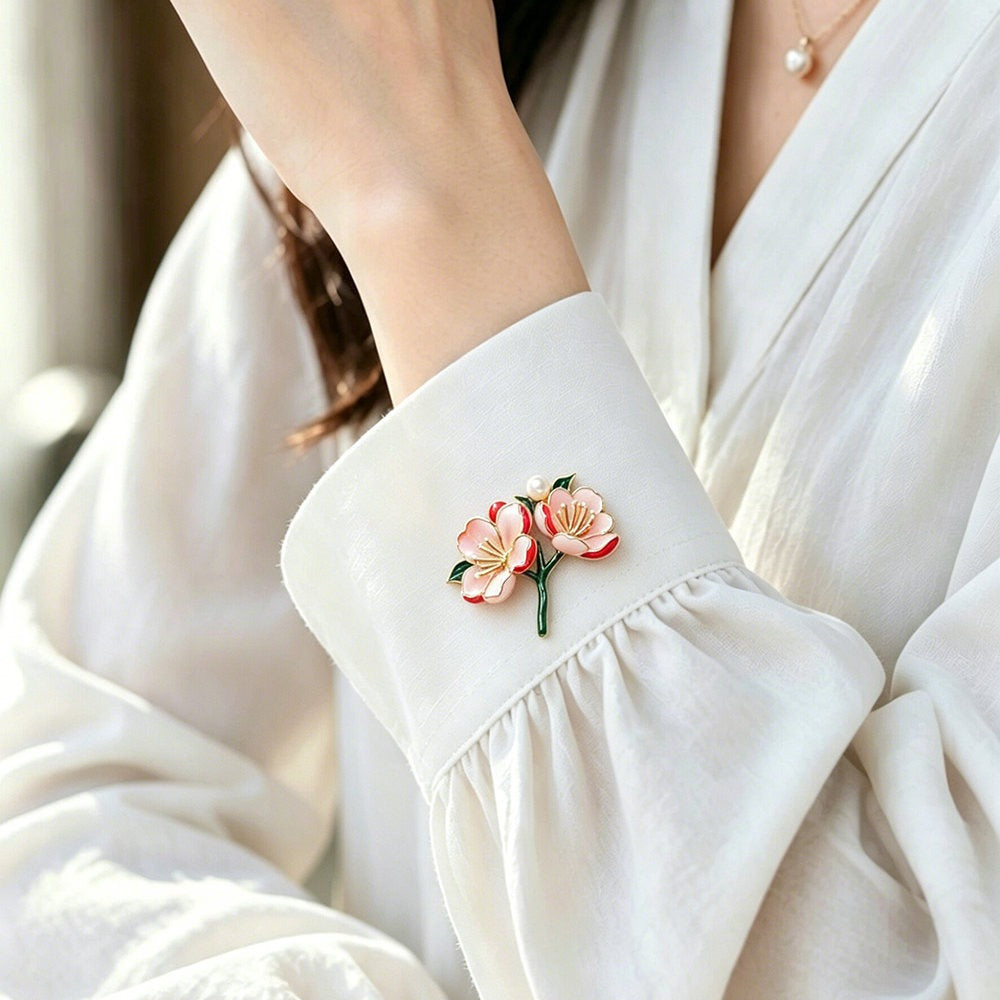 Pink Peach Blossom Pearl Brooch