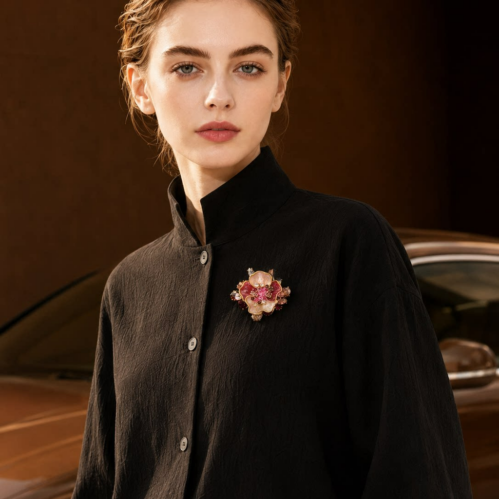 Enamel Flower Brooch