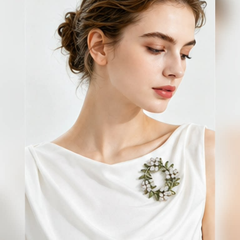 Olive Wreath Pearl Brooch