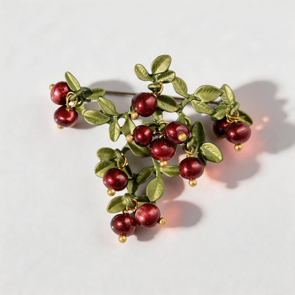 Cranberry Branch Brooch
