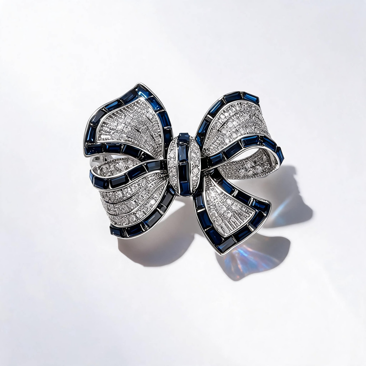 Sapphire Blue Bow Brooch