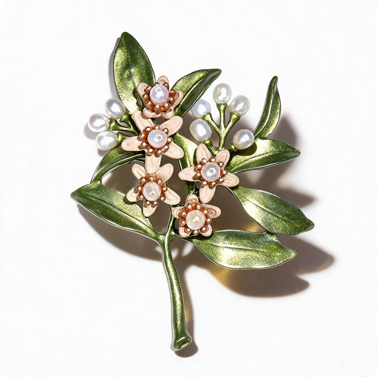 Orange Blossom Pearl Branch Brooch