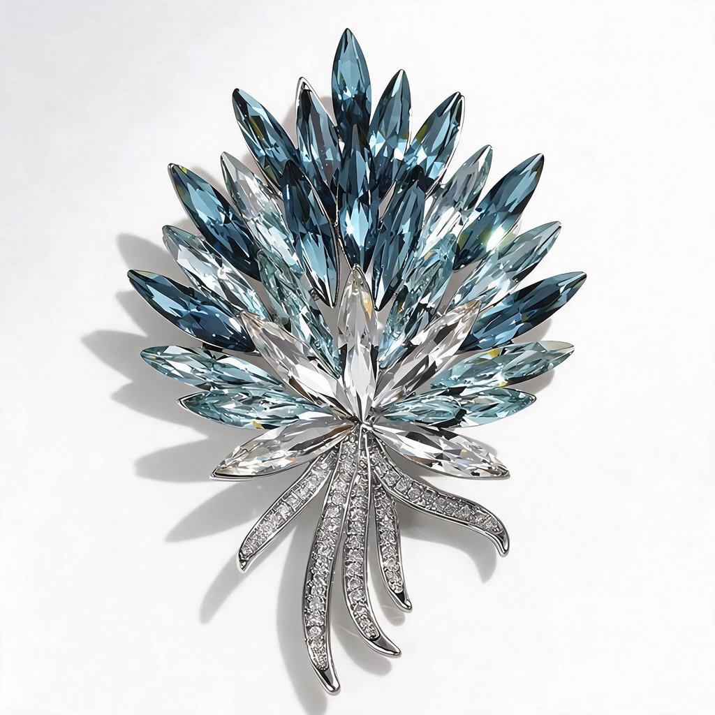 Blue Ombre Crystal Firework Brooch
